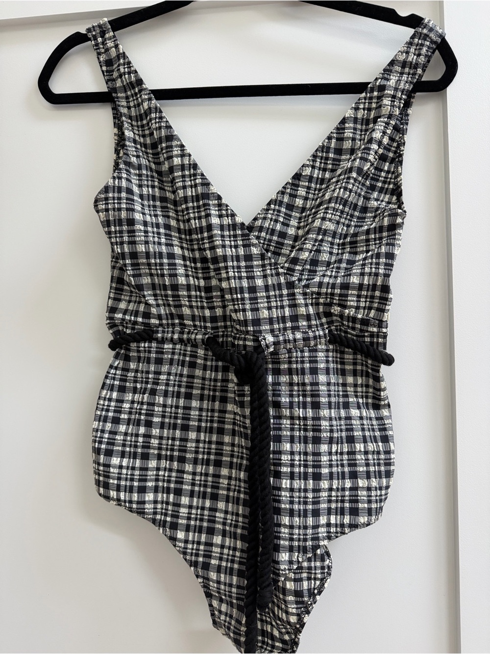 Lisa Marie Fernandez Yasmin Black & White Plaid One-Piece Swimsuit